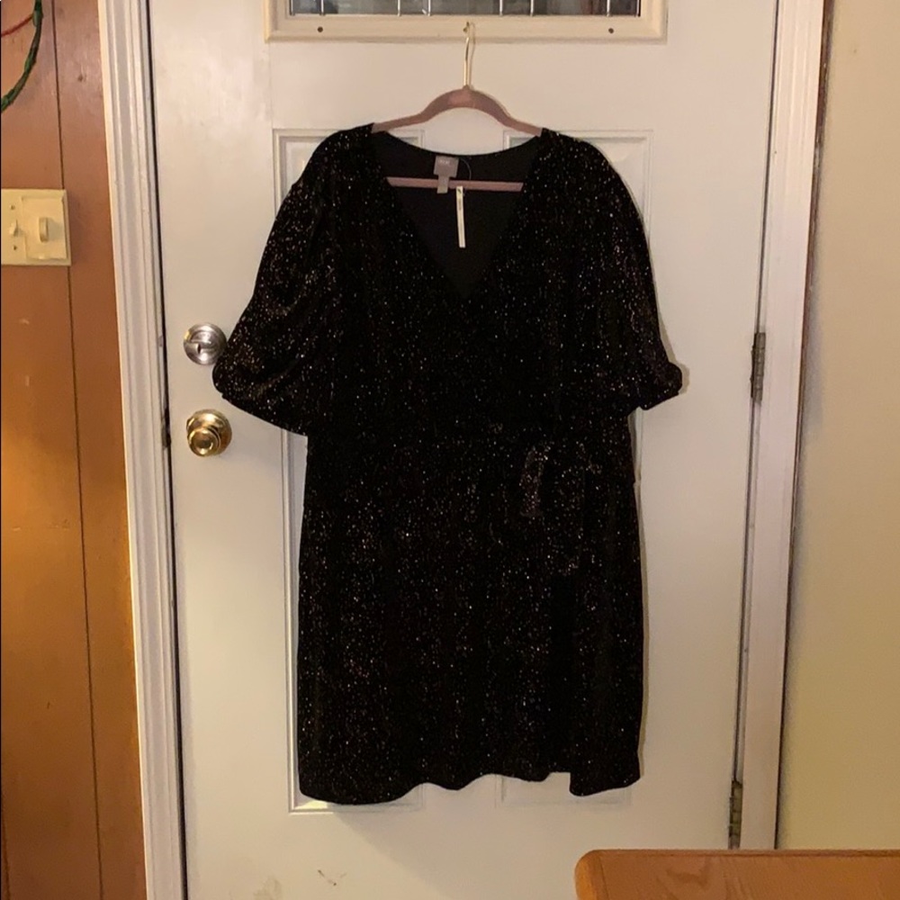 ASOS glitter black velvet puff sleeve dress 🖤✨ - Picture 2 of 6